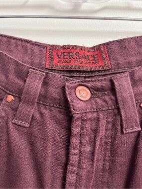 Versace Burgundy High-Rise Women's Jeans